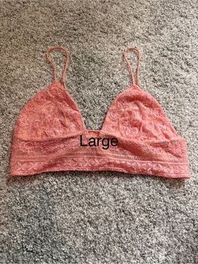 Free People Lace Bralette in Coral Pink